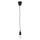 GloboStar® CABLITO 61562 Μοντέρνο Κρεμαστό Φωτιστικό Οροφής Μονόφωτο 1 x E27 Μαύρο Σιλικόνης Ανάρτηση με Υφασμάτινο Καλώδιο Φ4 x Υ110cm