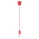GloboStar® CABLITO 61551 Μοντέρνο Κρεμαστό Φωτιστικό Οροφής Μονόφωτο 1 x E27 Κόκκινο Σιλικόνης Ανάρτηση με Υφασμάτινο Καλώδιο Φ4 x Υ110cm