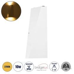Μοντέρνα επιτοίχια απλίκα LED kelvo® TRIANDE 10W 1150lm IP65 θερμό λευκό 2700K διπλής δέσμης λευκό ματ 8.5x8.5x20cm