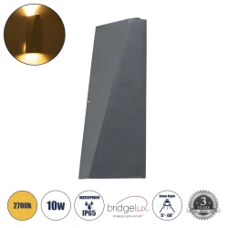Μοντέρνα επιτοίχια απλίκα LED kelvo® TRIANDE 10W 1150lm IP65 θερμό λευκό 2700K γκρι ανθρακί ματ 8.5x8.5x20cm