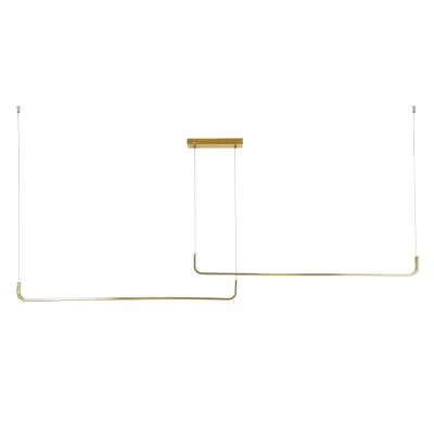 GloboStar® LINARIA DUO 60926 Κρεμαστό Φωτιστικό Οροφής Design LED CCT 72W 8300lm 200° AC 220-240V - Εναλλαγή Φωτισμού μέσω Τηλεχειριστηρίου All In One Ψυχρό 6000k+Φυσικό 4500k+Θερμό 2700k Dimmable Μ220 x Π4 x Υ25cm - Χρυσό Πλατίνα - 3 Years Warranty