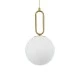 GloboStar® BELLISSIMO 61486 Μοντέρνο Κρεμαστό Φωτιστικό Οροφής Μονόφωτο 1 x E27 Γαλακτερή Γυάλινη Μπάλα με Μεταλλικό Επιχρυσωμενό Πλατίνα Σώμα Φ20 x Υ42cm