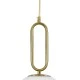 GloboStar® BELLISSIMO 61486 Μοντέρνο Κρεμαστό Φωτιστικό Οροφής Μονόφωτο 1 x E27 Γαλακτερή Γυάλινη Μπάλα με Μεταλλικό Επιχρυσωμενό Πλατίνα Σώμα Φ20 x Υ42cm