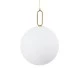 GloboStar® BELLISSIMO 61488 Μοντέρνο Κρεμαστό Φωτιστικό Οροφής Μονόφωτο 1 x E27 Γαλακτερή Γυάλινη Μπάλα με Μεταλλικό Επιχρυσωμενό Πλατίνα Σώμα Φ40 x Υ62cm