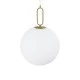 GloboStar® BELLISSIMO 61488 Μοντέρνο Κρεμαστό Φωτιστικό Οροφής Μονόφωτο 1 x E27 Γαλακτερή Γυάλινη Μπάλα με Μεταλλικό Επιχρυσωμενό Πλατίνα Σώμα Φ40 x Υ62cm