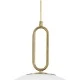 GloboStar® BELLISSIMO 61488 Μοντέρνο Κρεμαστό Φωτιστικό Οροφής Μονόφωτο 1 x E27 Γαλακτερή Γυάλινη Μπάλα με Μεταλλικό Επιχρυσωμενό Πλατίνα Σώμα Φ40 x Υ62cm