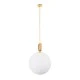 GloboStar® ESTETICO 61494 Μοντέρνο Κρεμαστό Φωτιστικό Μπάλα Μονόφωτο 1 x E27 IP20 Λευκό Γυαλί με Χρυσό Μέταλλο - Μ40 x Π40 x Υ58cm