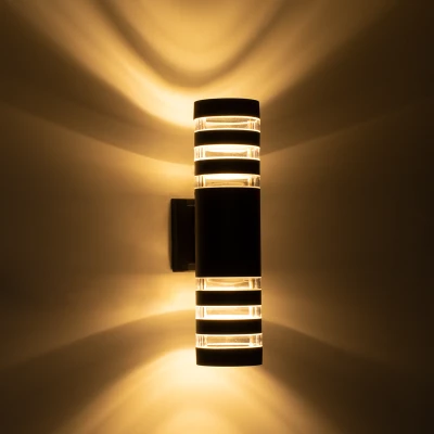 Μοντέρνα επιτοίχια απλίκα kelvo® ORION με 2 ντουί GU10 AC 220-240V αδιάβροχη IP65 μαύρο ματ 9x15x35.5cm Μοντέρνα επιτοίχια απλίκα kelvo® ORION με 2 ντουί GU10 AC 220-240V αδιάβροχη IP65 μαύρο ματ 9x15x35.5cm