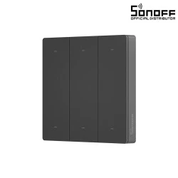 Διακόπτης τοίχου χωνευτός SONOFF R5-3C Wi-Fi για έλεγχο φωτισμού με πλαίσιο & τρία πλήκτρα φωτιζόμενος γκρι