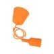GloboStar® CABLITO 61554 Μοντέρνο Κρεμαστό Φωτιστικό Οροφής Μονόφωτο 1 x E27 Πορτοκαλί Σιλικόνης Ανάρτηση με Υφασμάτινο Καλώδιο Φ4 x Υ110cm