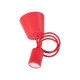 GloboStar® CABLITO 61551 Μοντέρνο Κρεμαστό Φωτιστικό Οροφής Μονόφωτο 1 x E27 Κόκκινο Σιλικόνης Ανάρτηση με Υφασμάτινο Καλώδιο Φ4 x Υ110cm