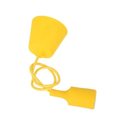 GloboStar® CABLITO 61555 Μοντέρνο Κρεμαστό Φωτιστικό Οροφής Μονόφωτο 1 x E27 Κίτρινο Σιλικόνης Ανάρτηση με Υφασμάτινο Καλώδιο Φ4 x Υ110cm