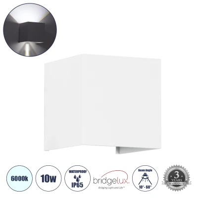 Επιτοίχια απλίκα LED kelvo® AXIS-S 10W 1250lm IP65 ψυχρό λευκό 6000K μονόφωτη λευκό ματ 10x10x10cm 60566 GloboStar® AXIS-S 60566 Φωτιστικό Τοίχου - Απλίκα Αρχιτεκτονικού Φωτισμού Εσωτερικού/Εξωτερικού Χώρου Up & Down LED 10W 1250lm 10 έως 60° AC 220-240V Αδιάβροχο IP65 Μ10 x Π10 x Υ10cm - Ψυχρό Λευκό 6000K - Λευκό - Bridgelux Chip - 3 Χρόνια Εγγύηση