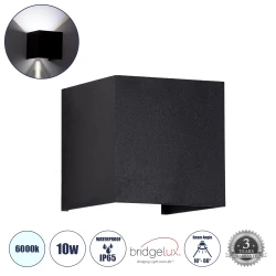 Μοντέρνα επιτοίχια απλίκα LED kelvo® AXIS-S 10W 1250lm IP65 ψυχρό λευκό 6000K μαύρο ματ 10x10x10cm