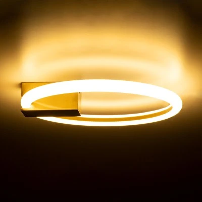 GloboStar® CINDERELLA 60978 Φωτιστικό Οροφής Δαχτυλίδι-Κύκλος LED CCT 16W 1792lm 360° AC 220-240V - Εναλλαγή Φωτισμού μέσω Διακόπτη On/Off All In One Ψυχρό 6000k+Φυσικό 4500k+Θερμό 2700k Φ28cm - Χρυσό Βούρτσας - 3 Years Warranty