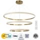 GloboStar® DIAMOND TRIO 61141 Κρεμαστό Φωτιστικό Δαχτυλίδι-Κύκλος LED CCT 150W 18379lm 360° AC 220-240V - Εναλλαγή Φωτισμού μέσω Τηλεχειριστηρίου All In One Ψυχρό 6000k+Φυσικό 4500k+Θερμό 2700k Dimmable Φ60+80+100cm - Χρυσό Βούρτσας - 3 Years Warranty