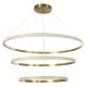 GloboStar® DIAMOND TRIO 61141 Κρεμαστό Φωτιστικό Δαχτυλίδι-Κύκλος LED CCT 150W 18379lm 360° AC 220-240V - Εναλλαγή Φωτισμού μέσω Τηλεχειριστηρίου All In One Ψυχρό 6000k+Φυσικό 4500k+Θερμό 2700k Dimmable Φ60+80+100cm - Χρυσό Βούρτσας - 3 Years Warranty