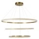 GloboStar® DIAMOND TRIO 61141-DECO Κρεμαστό Φωτιστικό Δαχτυλίδι-Κύκλος LED CCT 150W 18379lm 360° AC 220-240V - Εναλλαγή Φωτισμού μέσω Τηλεχειριστηρίου All In One Ψυχρό 6000k+Φυσικό 4500k+Θερμό 2700k Dimmable Φ60+80+100cm - Χρυσό Βούρτσας - 3 Years Warrant