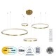 GloboStar® DIAMOND TETRA 61149 Κρεμαστό Φωτιστικό Δαχτυλίδι-Κύκλος LED CCT 150W 18379lm 360° AC 220-240V - Εναλλαγή Φωτισμού μέσω Τηλεχειριστηρίου All In One Ψυχρό 6000k+Φυσικό 4500k+Θερμό 2700k Dimmable Φ25+40+60+80cm - Χρυσό Βούρτσας - 3 Years Warranty