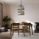 GloboStar® MERLIN 00865 Vintage Κρεμαστό Φωτιστικό Πλέγμα Τρίφωτο 3 x E14 IP20 Μαύρο Μέταλλο με Μπεζ Σχοινί - Μ28 x Π28 x Υ40cm