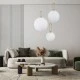GloboStar® BELLISSIMO 61486 Μοντέρνο Κρεμαστό Φωτιστικό Οροφής Μονόφωτο 1 x E27 Γαλακτερή Γυάλινη Μπάλα με Μεταλλικό Επιχρυσωμενό Πλατίνα Σώμα Φ20 x Υ42cm