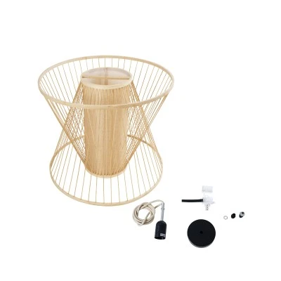 Boho Κρεμαστό Φωτιστικό HIBISCUS Μονόφωτο 1 x E27 AC220-240V IP20 - Φ60 x Υ50cm - Μπεζ Ξύλινο Πλέγμα - GloboStar® HIBISCUS 01925 Boho Κρεμαστό Φωτιστικό Πλέγμα Μονόφωτο 1 x E27 IP20 Μπεζ Ξύλο - Μ60 x Π60 x Υ50cm