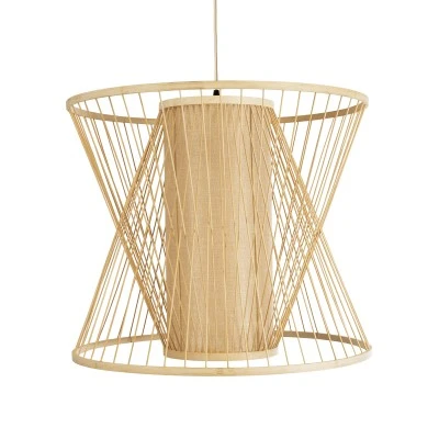 Boho Κρεμαστό Φωτιστικό HIBISCUS Μονόφωτο 1 x E27 AC220-240V IP20 - Φ60 x Υ50cm - Μπεζ Ξύλινο Πλέγμα - GloboStar® HIBISCUS 01925 Boho Κρεμαστό Φωτιστικό Πλέγμα Μονόφωτο 1 x E27 IP20 Μπεζ Ξύλο - Μ60 x Π60 x Υ50cm