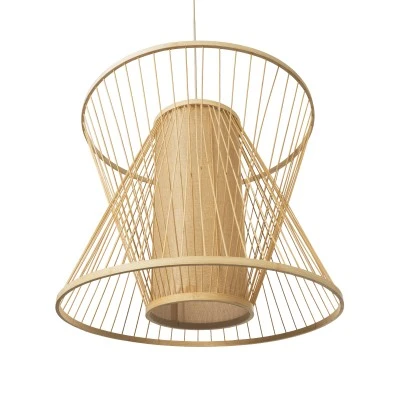 Boho Κρεμαστό Φωτιστικό HIBISCUS Μονόφωτο 1 x E27 AC220-240V IP20 - Φ60 x Υ50cm - Μπεζ Ξύλινο Πλέγμα - GloboStar® HIBISCUS 01925 Boho Κρεμαστό Φωτιστικό Πλέγμα Μονόφωτο 1 x E27 IP20 Μπεζ Ξύλο - Μ60 x Π60 x Υ50cm