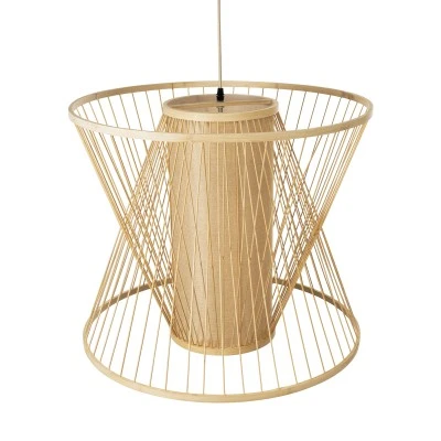 Boho Κρεμαστό Φωτιστικό HIBISCUS Μονόφωτο 1 x E27 AC220-240V IP20 - Φ60 x Υ50cm - Μπεζ Ξύλινο Πλέγμα - GloboStar® HIBISCUS 01925 Boho Κρεμαστό Φωτιστικό Πλέγμα Μονόφωτο 1 x E27 IP20 Μπεζ Ξύλο - Μ60 x Π60 x Υ50cm