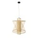 GloboStar® HIBISCUS 01931 Boho Κρεμαστό Φωτιστικό Πλέγμα Μονόφωτο 1 x E27 IP20 Μπεζ Ξύλο - Μ50 x Π50 x Υ60cm