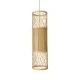 GloboStar® HIBISCUS 01933 Boho Κρεμαστό Φωτιστικό Οροφής Μονόφωτο 1 x E27 AC220-240V IP20 - Φ20 x Υ70cm - Μπεζ Ξύλινο Πλέγμα - 5 Years Warranty