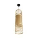 GloboStar® HIBISCUS 01933 Boho Κρεμαστό Φωτιστικό Οροφής Μονόφωτο 1 x E27 AC220-240V IP20 - Φ20 x Υ70cm - Μπεζ Ξύλινο Πλέγμα - 5 Years Warranty