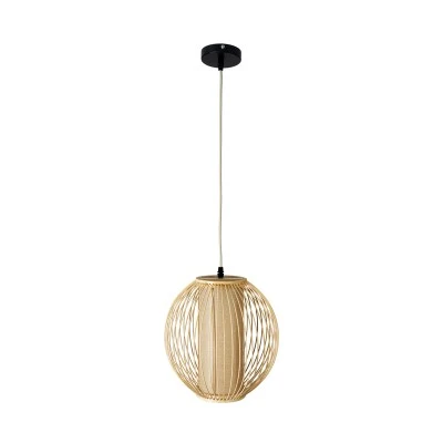 Boho Κρεμαστό Φωτιστικό HIBISCUS Μονόφωτο 1 x E27 AC220-240V IP20 - Φ28 x Υ28cm - Μπεζ Ξύλινο Πλέγμα GloboStar® HIBISCUS 01934 Boho Κρεμαστό Φωτιστικό Πλέγμα Μονόφωτο 1 x E27 IP20 Μπεζ Ξύλο - Μ28 x Π28 x Υ28cm