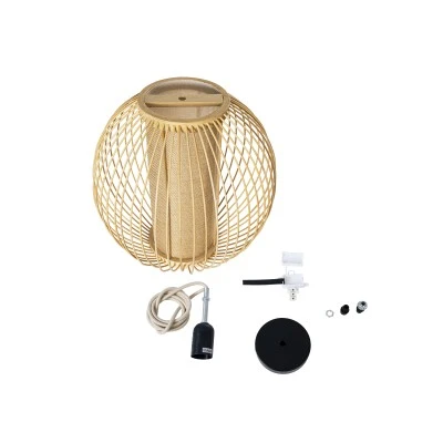 Boho Κρεμαστό Φωτιστικό HIBISCUS Μονόφωτο 1 x E27 AC220-240V IP20 - Φ28 x Υ28cm - Μπεζ Ξύλινο Πλέγμα GloboStar® HIBISCUS 01934 Boho Κρεμαστό Φωτιστικό Πλέγμα Μονόφωτο 1 x E27 IP20 Μπεζ Ξύλο - Μ28 x Π28 x Υ28cm