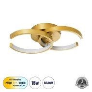 Φωτιστικό Οροφής Design LED EVA CCT 16W 1920lm 300° AC 220-240V - Εναλλαγή Φωτισμού μέσω Διακόπτη On/Off All In One  - Χρυσό Βούρτσας