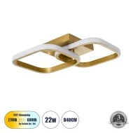 Φωτιστικό Οροφής Design LED NORA CCT 22W 2640lm 300° AC 220-240V - Εναλλαγή Φωτισμού μέσω Διακόπτη On/Off All In One - Χρυσό Βούρτσας