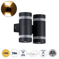 Μοντέρνα επιτοίχια απλίκα LED kelvo® CANNONAL 20W 2300lm θερμό λευκό 2700K 30° IP20 μαύρο ματ & λευκό ματ 12x6.5x11cm