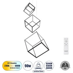 Κρεμαστό Φωτιστικό KIBOO-TRIO Design LED CCT 90W 10350lm 360° AC 220-240V - Εναλλαγή Φωτισμού μέσω Τηλεχειριστηρίου All In One - Μαύρο Κρεμαστό Φωτιστικό KIBOO-TRIO Design LED CCT 90W 10350lm 360° AC 220-240V - Εναλλαγή Φωτισμού μέσω Τηλεχειριστηρίου All In One - Μαύρο