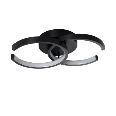 GloboStar® EVA 61067 Φωτιστικό Οροφής Design LED CCT 16W 1920lm 300° AC 220-240V - Εναλλαγή Φωτισμού μέσω Διακόπτη On/Off All In One Ψυχρό 6000k+Φυσικό 4500k+Θερμό 2700k Μ33 x Π21 x Υ7cm - Μαύρο