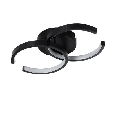 GloboStar® EVA 61067 Φωτιστικό Οροφής Design LED CCT 16W 1920lm 300° AC 220-240V - Εναλλαγή Φωτισμού μέσω Διακόπτη On/Off All In One Ψυχρό 6000k+Φυσικό 4500k+Θερμό 2700k Μ33 x Π21 x Υ7cm - Μαύρο