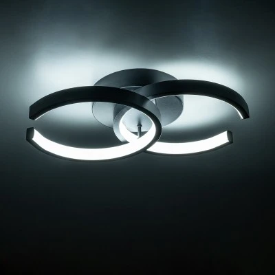 GloboStar® EVA 61067 Φωτιστικό Οροφής Design LED CCT 16W 1920lm 300° AC 220-240V - Εναλλαγή Φωτισμού μέσω Διακόπτη On/Off All In One Ψυχρό 6000k+Φυσικό 4500k+Θερμό 2700k Μ33 x Π21 x Υ7cm - Μαύρο