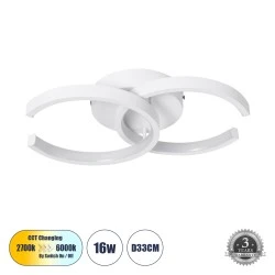Φωτιστικό Οροφής Design LED EVA CCT 16W 1920lm 300° AC 220-240V - Εναλλαγή Φωτισμού μέσω Διακόπτη On/Off All In One- Λευκό