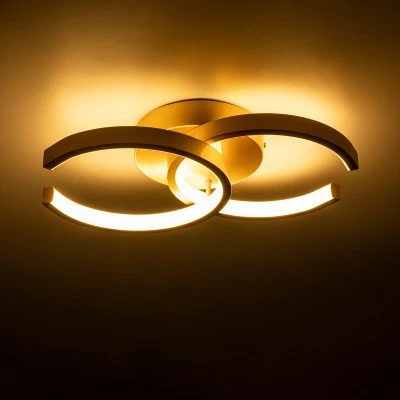 GloboStar® EVA 61069 Φωτιστικό Οροφής Design LED CCT 16W 1920lm 300° AC 220-240V - Εναλλαγή Φωτισμού μέσω Διακόπτη On/Off All In One Ψυχρό 6000k+Φυσικό 4500k+Θερμό 2700k Μ33 x Π21 x Υ7cm - Χρυσό Βούρτσας
