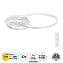 Φωτιστικό Οροφής Δαχτυλίδι-Κύκλος LED NEMESIS  CCT 67W 7573lm 360° AC 220-240V - Εναλλαγή Φωτισμού μέσω Τηλεχειριστηρίου All In One - Λευκό