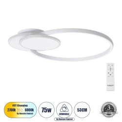 Φωτιστικό Οροφής Δαχτυλίδι-Κύκλος LED CIRCUO  CCT 75W 8400lm 360° AC 220-240V - Εναλλαγή Φωτισμού μέσω Τηλεχειριστηρίου All In One - Λευκό