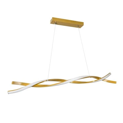 GloboStar® MORALES 61278 Κρεμαστό Φωτιστικό Οροφής Design LED CCT 54W 6048lm 200° AC 220-240V - Εναλλαγή Φωτισμού μέσω Τηλεχειριστηρίου All In One Ψυχρό 6000k+Φυσικό 4500k+Θερμό 2700k Dimmable Μ90 x Π14 x Υ14cm - Χρυσό Πλατίνα - 3 Years Warranty