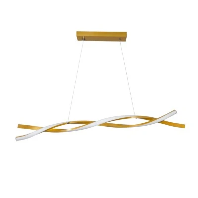 GloboStar® MORALES 61278 Κρεμαστό Φωτιστικό Οροφής Design LED CCT 54W 6048lm 200° AC 220-240V - Εναλλαγή Φωτισμού μέσω Τηλεχειριστηρίου All In One Ψυχρό 6000k+Φυσικό 4500k+Θερμό 2700k Dimmable Μ90 x Π14 x Υ14cm - Χρυσό Πλατίνα - 3 Years Warranty