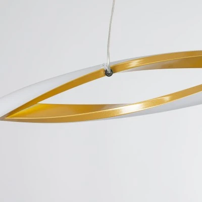 GloboStar® MORALES 61278 Κρεμαστό Φωτιστικό Οροφής Design LED CCT 54W 6048lm 200° AC 220-240V - Εναλλαγή Φωτισμού μέσω Τηλεχειριστηρίου All In One Ψυχρό 6000k+Φυσικό 4500k+Θερμό 2700k Dimmable Μ90 x Π14 x Υ14cm - Χρυσό Πλατίνα - 3 Years Warranty