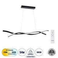 Κρεμαστό Φωτιστικό MORALES Design LED CCT 54W 6048lm 200° AC 220-240V - Εναλλαγή Φωτισμού μέσω Τηλεχειριστηρίου All In One-Dimmable Μ90 x Π14 x Υ14cm - Μαύρο