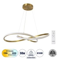 Κρεμαστό Φωτιστικό Design LED DEXTER CCT 90W 10080lm 300° AC 220-240V - Εναλλαγή Φωτισμού μέσω Τηλεχειριστηρίου All In One - Χρυσό Βούρτσας